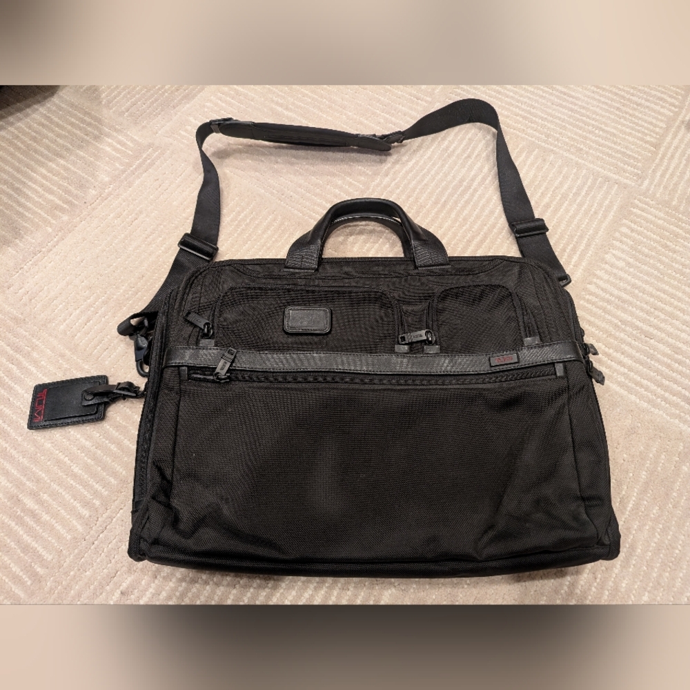 TUMI Alpha Compact Large Screen Laptop Brief Bag | Black Nylon